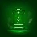 Battery neon vector icon. Save the world, green neon Royalty Free Stock Photo