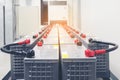 Battery pack in battery room in power plant for supply electricity in plant during shutdown phase, Rows of batteries in Royalty Free Stock Photo