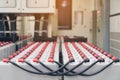 Battery pack in battery room in power plant for supply electricity in plant during shutdown phase, Rows of batteries in industrial Royalty Free Stock Photo