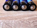 Battery pack on a wooden background