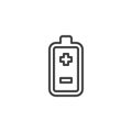 Battery plus minus line icon