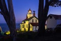 Battery Point Lighthouse illuminated at night