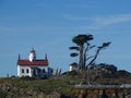 Battery point lighthouse with trees Royalty Free Stock Photo
