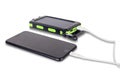 Battery Power Bank With Solar Panel Charging A Cell Phone
