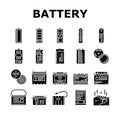 battery power energy electric car icons set vector Royalty Free Stock Photo