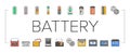 battery power energy electric car icons set vector Royalty Free Stock Photo