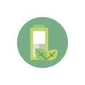 Battery power nature green energy block icon