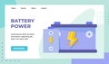 Battery power recharge energy campaign for web website home homepage landing page template banner with flat style Royalty Free Stock Photo