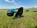 Battery powered electric grass trimmer Royalty Free Stock Photo