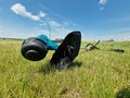 Battery powered electric grass trimmer Royalty Free Stock Photo