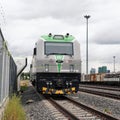 Battery-powered electric locomotive on tracks in Bangkok