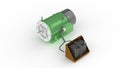 Battery powered by a generator 3D illustration