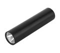 Battery-powered LED hand flashlight, on white background