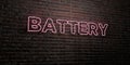 BATTERY -Realistic Neon Sign on Brick Wall background - 3D rendered royalty free stock image