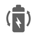 Battery, recharge, rechargeable icon. Gray vector graphics