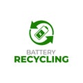 Battery recycling logo template. Waste battery recycling icon. Royalty Free Stock Photo