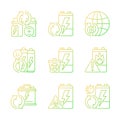 Battery reuse gradient linear vector icons set