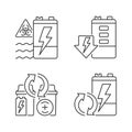 Battery reuse linear icons set
