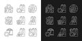 Battery reuse linear icons set for dark and light mode