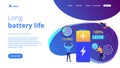 Battery runtime concept landing page. Royalty Free Stock Photo