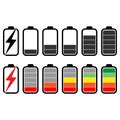 Battery set icons .information state of the battery Battery levels illustration