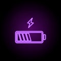 battery sign outline icon. Elements of Ecology in neon style icons. Simple icon for websites, web design, mobile app, info Royalty Free Stock Photo