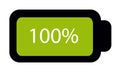 Battery Status Full 100% - Editable Vector Icon - Isolated On White