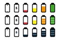 Battery Status Full, Half And Empty - Editable Vector Icons - Isolated On White Background Royalty Free Stock Photo