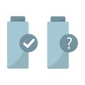 Battery status icon. Question mark symbol. Power level Vector. Energy indicator illustration. Royalty Free Stock Photo