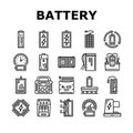 battery technology power electric icons set vector Royalty Free Stock Photo