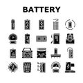 battery technology power electric icons set vector Royalty Free Stock Photo