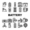 battery technology power electric icons set vector Royalty Free Stock Photo