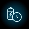 Battery, time blue neon icon. Simple thin line, outline vector of time icons for ui and ux, website or mobile application