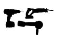Battery tool silhouettes Royalty Free Stock Photo