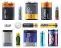 Battery types set, AA and AA sizes and models