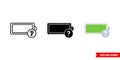 Battery unknown icon of 3 types color, black and white, outline. Isolated vector sign symbol