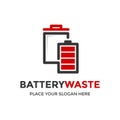 Battery waste vector logo template. This design use trash symbol. Suitable for environment Royalty Free Stock Photo