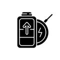 Battery wireless charging black glyph icon Royalty Free Stock Photo