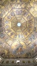 Battistero interior - dome ceiling with golden mosaic icons Royalty Free Stock Photo