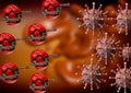 Battle against Covid-19, caused by the coronavirus. Nanorobots inside the human body fighting Coronavirus. Covid-19 medication and