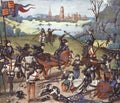 The battle of Agincourt, 1415. from a fifteenth-century miniature.