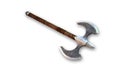 Battle Axe, medieval weapon on white background