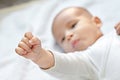 Battle for babies,strong baby showing fist Royalty Free Stock Photo