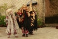 The battle between Barong and Rangda is featured in Barong dance to represent the eternal battle between good and evil. Royalty Free Stock Photo