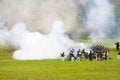 Battle of Borodino - Historical reenactment of Russian-French fight in 1812. Moscow Region, Russia. September 7, 2014 Royalty Free Stock Photo