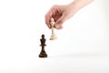Battle of chess kings on white background Royalty Free Stock Photo