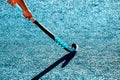 Battle for control of ball during field hockey game Royalty Free Stock Photo