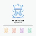 battle, emblem, viking, warrior, swords 5 Color Line Web Icon Template isolated on white. Vector illustration Royalty Free Stock Photo