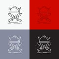 battle, emblem, viking, warrior, swords Icon Over Various Background. Line style design, designed for web and app. Eps 10 vector Royalty Free Stock Photo