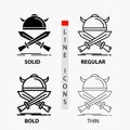 battle, emblem, viking, warrior, swords Icon in Thin, Regular, Bold Line and Glyph Style. Vector illustration Royalty Free Stock Photo